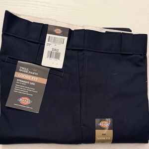 NWT Dickies Navy Blue Twill Work Pants 33 x 32 loose fit